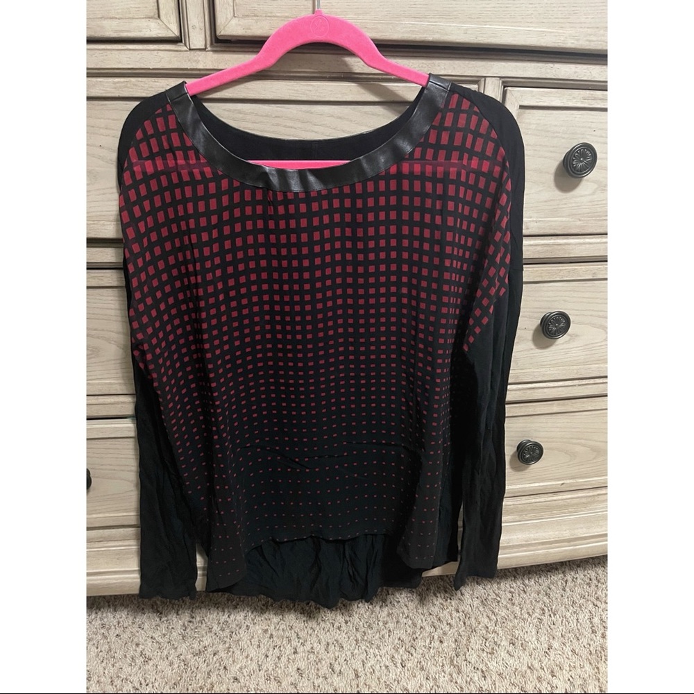 Trouve Black and Red Checkered Long Sleeve Top